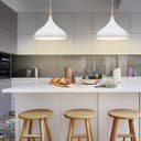 Metal Vintage White Ceiling Light Shade Retro Hanging Pendant Light Wood Fitting 