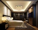 Chandelier Ceiling Light Round Modern Flush Mount Crystal Droplets Chrome Base with 4 LED Bulbs 