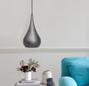 Modern Teardrop Ceiling Pendant Light Grey Pewter Lampshade Retro Brushed Metal 