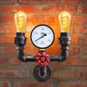 Twin Vintage Industrial Pipe Wall Light with Gauge Valve Tap M0190P 