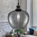 Modern Vintage Smoked Grey Glass Globe Pendant Lamp M0229
