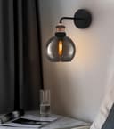 Industrial Glass Globe Smoked Grey Wall Light M0231