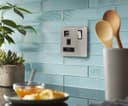 1 Gang USB Switch Socket 13A Twin Port Brushed Chrome Single Plug Wall Outlet N501DME