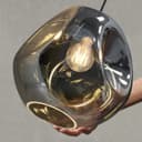 Modern Melting Glass Globe Ceiling Pendant Light Lava Shade Smoked Grey Black Nickel H3013