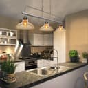 Industrial Ceiling Brush Chrome Bar 3 Clear Glass Lamp Shade Pendant Light