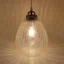 Ceiling Tear Drop Crackled Clear Glass Pendant Lamp Shade Retro Chrome Holder H3030