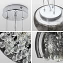 Modern Ceiling Crystal Droplet Pendant Light Smoked Grey GlassLamp Shade Drum H3010