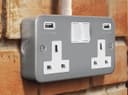 13 Amp Metal Clad Socket 2 Gang Switched Socket 250v with Dual USB Charger