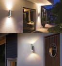 12W LED Double Outdoor Wall With PIR Movement Sensor Stainless Steel Warm White ZLC345SEN