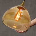 Modern Vintage Ceiling Hanging Brass Amber Glass Pendant Lamp Shade H3025