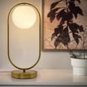 Antique Brass Table Lamp Opaque Glass Shade Bedside Light Globe Desk Lamp H3029 