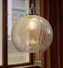 Crackle Glass Pendant Light Round Globe Shade Chrome Ceiling Lamp Holder H3043