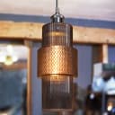 Modern Vintage Ceiling Pendant Lamp Shade Smoked Grey Cylindrical Glass H3045