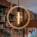 Vintage Industrial Ceiling Hemp Rope Round Pendant Light H3047