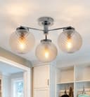 Modern Chrome 3 Way Ceiling Glass Globe Shades Light H3061 with 3 x E14 Candle 5w 
