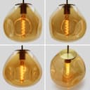 Antique Brass Blown Glass Ceiling Pendant Light Smoked Amber Globe Lamp Shade H3069