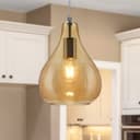 Modern Tear Drop Ceiling Pendant Light Glass Smoked Amber Lamp Shade H3067