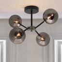 Modern Ceiling Light 4 Glass Globe Smoked Grey Lamp Shades H3059 with G9 LED 5w Warm White