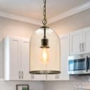 Antique Brass Vintage Ceiling Pendant Light Glass Lamp shade Bell Chain Lantern H3054