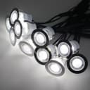 Indoor LED Plinth Lights 30mm Round Cool White Cabinet Lights 6500k 10 Kit PL5CW