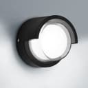12W Outdoor Modern Round Black LED Wall Light Opal Diffuser 6500K ZLC362B