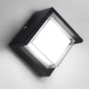 12W Outdoor Modern Square Black LED Wall Light Opal Diffuser 6500K ZLC364B