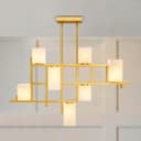 Modern Ceiling Gold Cluster Pendant Light Square Lamp Shades Frosted Glass H3094 With G9 LED
