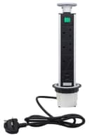 Silver Top Power Tower Pop Up Socket With 2 USB Charging Port 3 Plug Sockets P8083