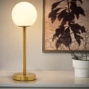 Art Deco Brass Table Lamp Frosted Globe Opaque Glass Shade H3117