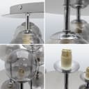 Round Chrome Ceiling Light 5 Smoked Grey Glass Globe Shades Flush Mount H3106 with G9 LED 5w Warm White