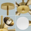 Antique Brass Ceiling Pendant Light with 4 Opal Globe Frosted Glass Lamp Shades H3115