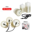 Set Of 3 USB Rechargeable LED Wax Gold Painted and White Flameless Candles With Remote Control WAX03