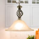 Vintage Antique Brass Ceiling Pendant Light Frosted Glass Fixture Chain Suspended H3123