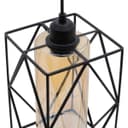 Modern Rectangular Black Metal Cage Amber Cylinder Glass Ceiling Pendant Light H3121