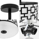Frosted Glass Ceiling Light Flush Mount Drum Lamp Shade Black Chequered