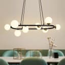 Modern Ceiling Black Circular Bar Pendant Light Globe Frosted Glass Lamp Shades K402 with G9 LED