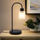 Modern Vintage Black Table Lamp Frosted Glass Shade T509