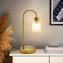 Modern Vintage Antique Brass Table Lamp Frosted Glass Shade T508