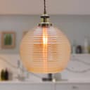 Modern Vintage Smoked Gold Ribbed Glass Globe Ceiling Pendant Lamp Shade K408