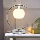 Arch Chrome Table Lamp Opaque Glass Globe Shade Opal Sphere T503
