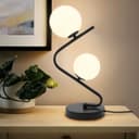 Retro Black Twin Opaque Frosted Glass Globe Table Lamp T505