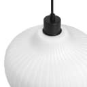 Oval Globe Ceiling Pendant Light Ribbed Opal Glass Lamp Shade K416