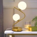 Retro Brass Twin Opaque Frosted Glass Globe Table Lamp T516