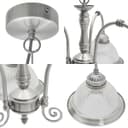 Vintage Ceiling 3 Light Brushed Chrome Pendant Light Ribbed Glass Lamp Shade K432