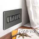 Light Switch 6 Gang 2 Way Polished Black Nickel Wall Switch Screwless Finish N310GME