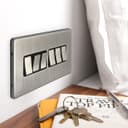 Light Switch 6 Gang 2 Way Polished Brushed Chrome Wall Switch Screwless Finish N310DME