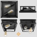Industrial Black Ceiling Light Square 2 Light Box Lantern Flush Mounted K438