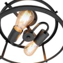 Industrial Black Ceiling Light Round 2 Light Drum Shade Lantern Semi Flush Mount K439 