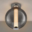 LED Globe Smoked Grey Glass Ceiling Light Flush Mounted Lamp Shade 9W 3000K K440