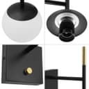 Modern Brass Wall Light Black Frosted Glass Globe Sconce H3125